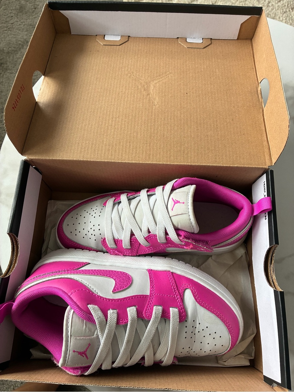 Girls Pink and White Jordan Low-Top